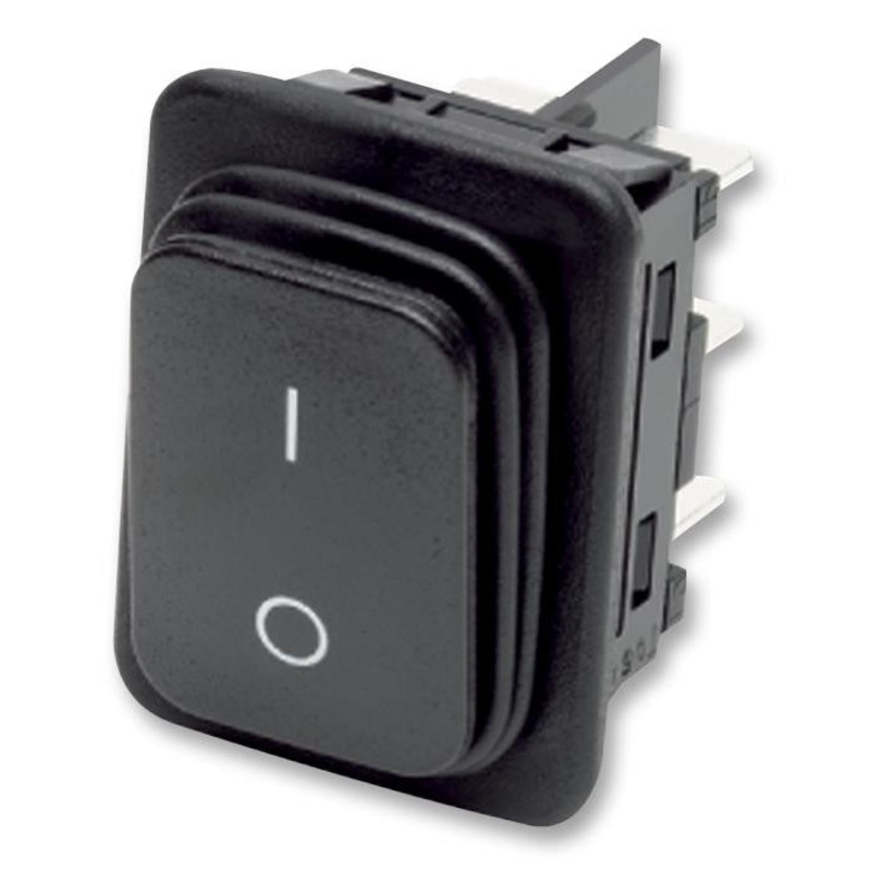 MARQUARDT 1934.3114-02 Rocker Switch, Non Illuminated, DPDT, Off-On, Black, Panel, 10 A