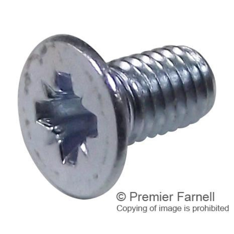 DURATOOL M612 KRSTMCZ100- Machine Screw, M6, Steel, 12 mm, Bright Zinc, Flat / Countersunk Head Pozidriv