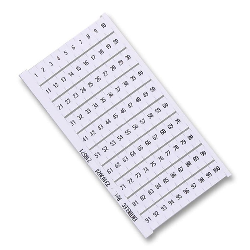 ENTRELEC UK 023103024 Marker, 1-100, White, Identification, 5mm x 10mm, Pack of 100
