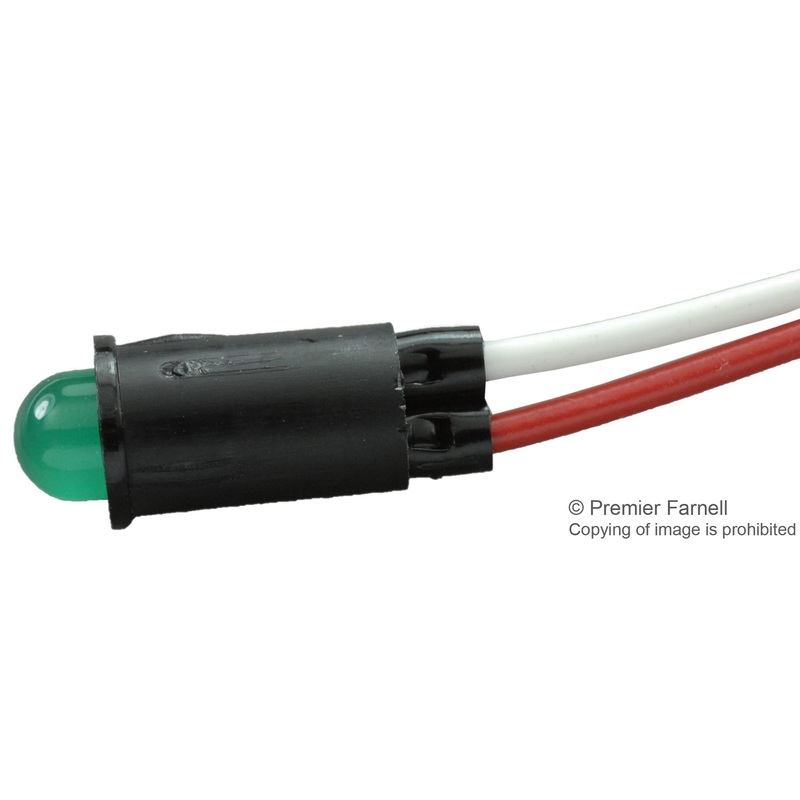 CHICAGO MINIATURE LIGHTING 5100H5 PANEL MOUNT INDICATOR, LED, 6.35MM, GREEN, 2.2V