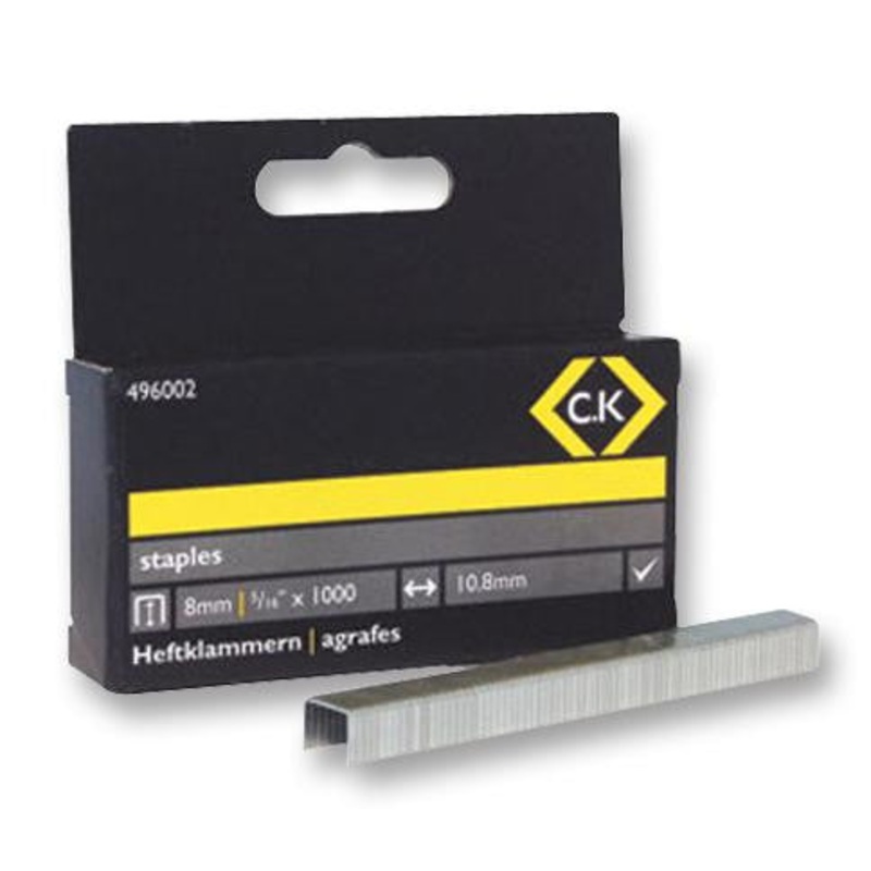 CK TOOLS 496002 Pack of 1000 Heavy Duty 10.5 x 8mm Staples Suitable For 6222, 6227 & 6228 Heavy Duty Staplers