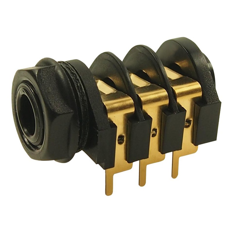 CLIFF ELECTRONIC COMPONENTS CL12327 Phone Audio Connector, 6.35mm, Stereo, 3 Contacts, Receptacle, Panel Mount, Gold Plated Contacts