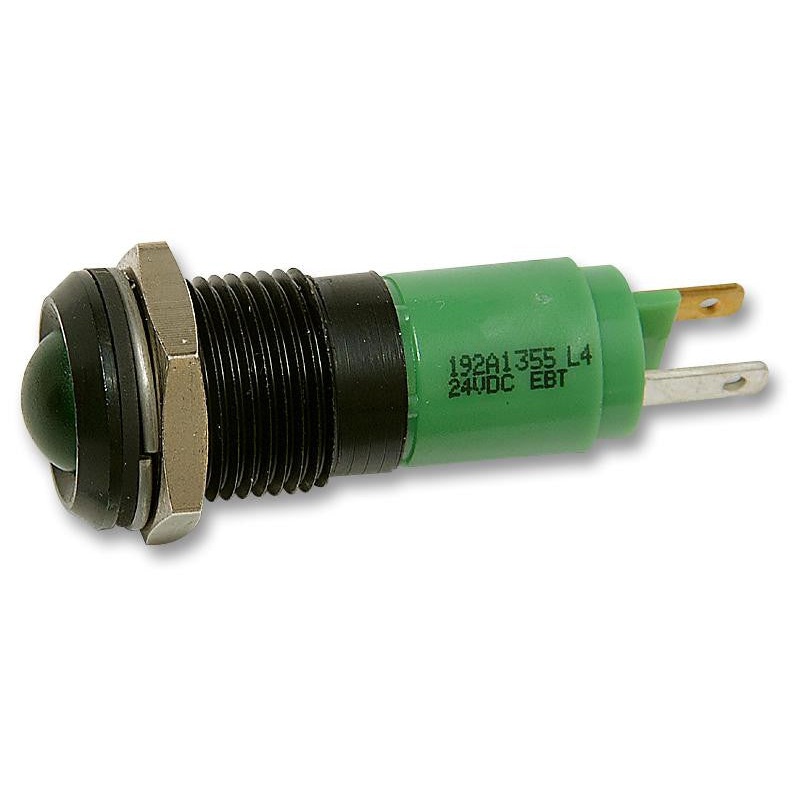 CML INNOVATIVE TECHNOLOGIES 192A1355 LED Panel Mount Indicator, Black Chrome Bezel, Green, 24 V, 14 mm, 17 mA, 1.25 cd, IP67