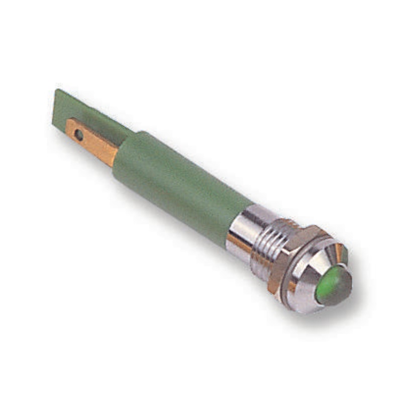 CML Innovative Technologies 19510231 19510231 LED Panel Mount Indicator Satin Chrome Bezel Green 230 VAC 8 mm 3 mA 5 mcd IP67