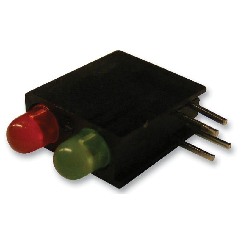 DIALIGHT 553-0212-200F Circuit Board Indicator, Green, Red, 2 LEDs, Through Hole, T-1 (3mm), R 2mA, G 2mA