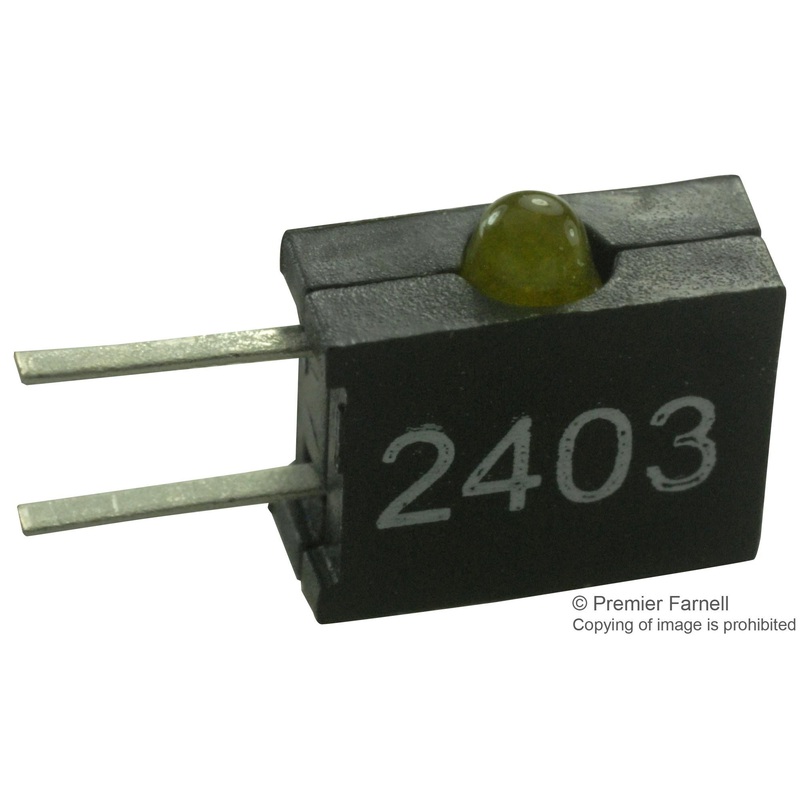 DIALIGHT 555-2403F Circuit Board Indicator, Yellow, 1 LEDs, Through Hole, 2mm, 4.7 mA, 2.1 mcd