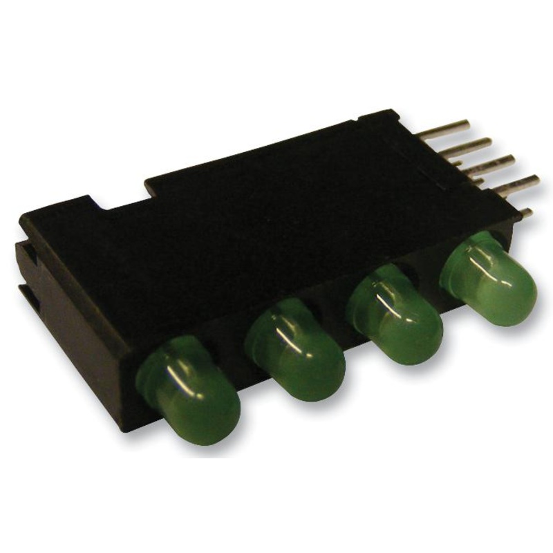 Dialight 568-0202-222F 568-0202-222F Circuit Board Indicator Green 4 Leds Through Hole T-1 (3mm) 2 mA 1.6 mcd