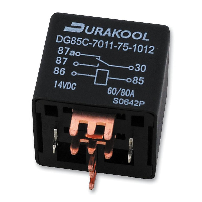 DURAKOOL DG85C-8021-75-1012 Automotive Relay, SPST-NO, 12 VDC, DG85 Series, Through Hole, Solder