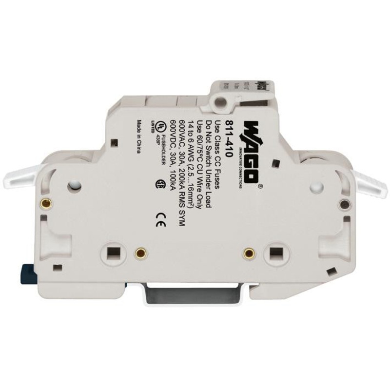 WAGO 811-410 FUSED TERMINAL BLOCK, CLASS CC, CLAMP, 14-6AWG, 30A, 600V