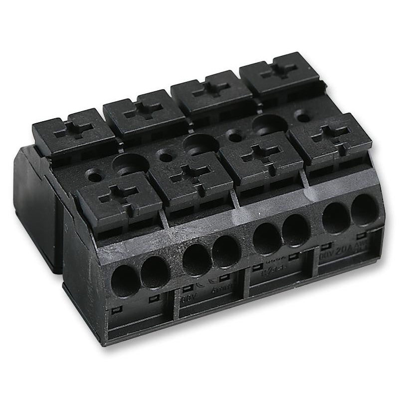 WAGO 862-504 Panel Mount Barrier Terminal Block, 2 Row, 4 Ways, 20 AWG, 12 AWG, 32 A