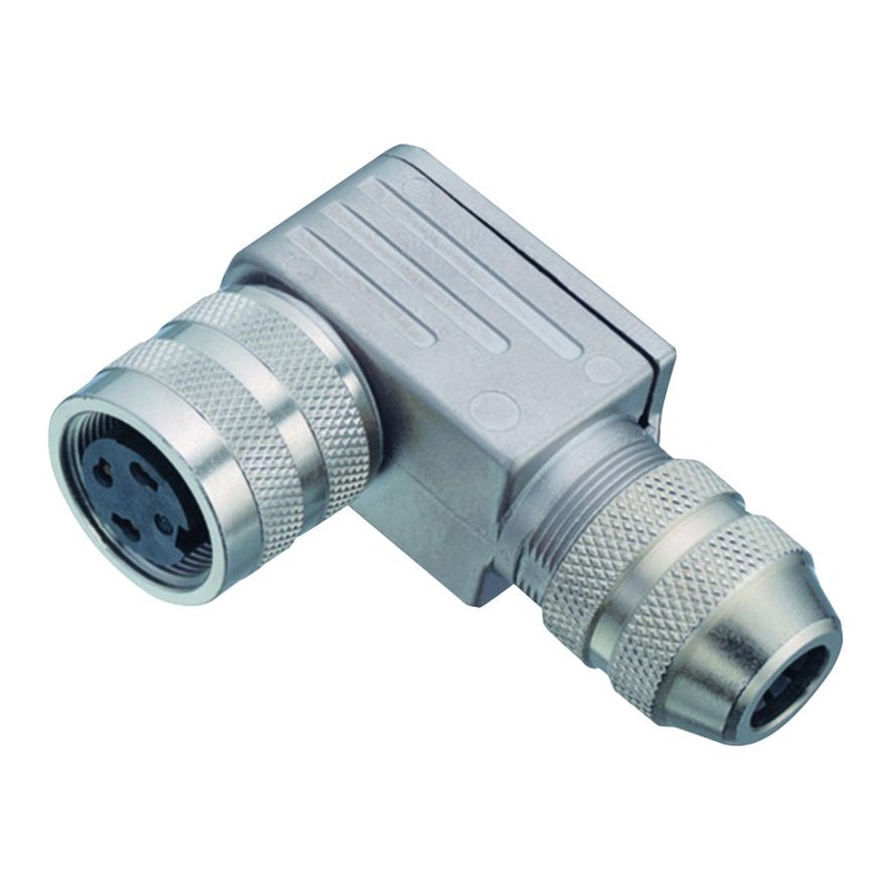 Binder 99-5630-75-12 Circular Connector 423 Series Right Angle Cable Receptacle 12 Contacts Solder Socket Threaded