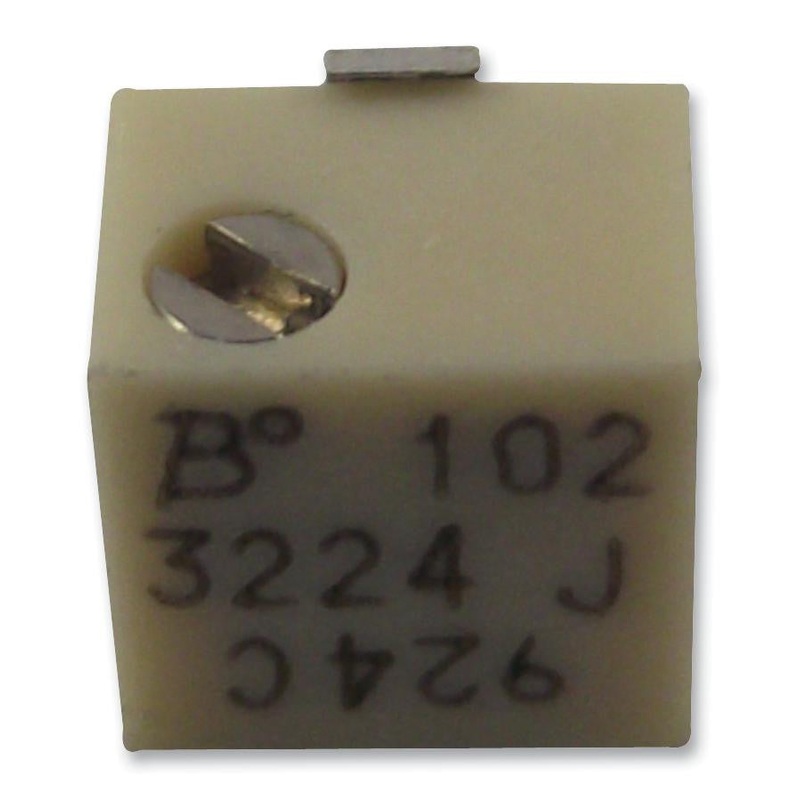 BOURNS 3224J-1-202E Trimmer Potentiometer, 2 kohm, 250 mW,  10%, Trimpot 3224 Series, 11 Turns, Surface Mount Device