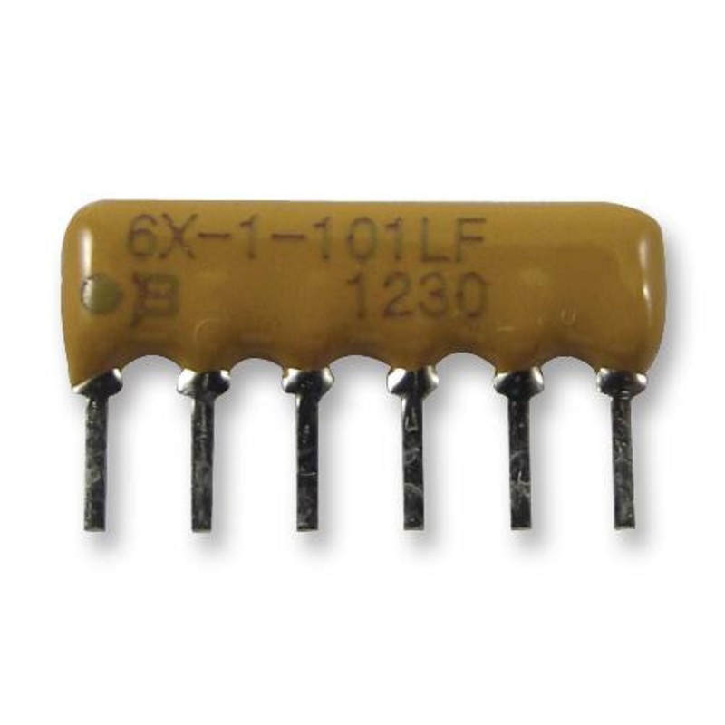 BOURNS 4606X-102-102LF Fixed Network Resistor, 1 kohm, 100 V, 3 Elements, Isolated, SIP, 300 mW