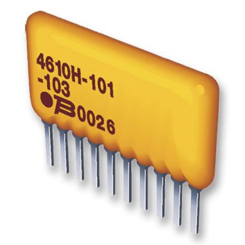 BOURNS 4608X-102-682LF Fixed Network Resistor, 6.8 kohm, 100 V, 4 Elements, Isolated, SIP, 300 mW