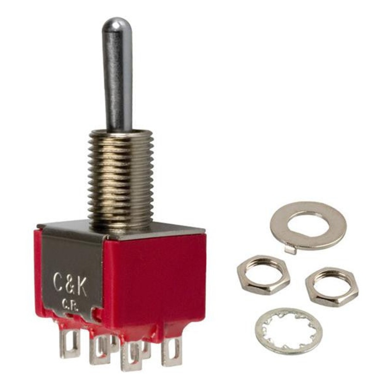 C & K COMPONENTS 7201K2ZQE Toggle Switch, DPDT, Non Illuminated, On-None-On, 7000 Series, Panel, 5 A