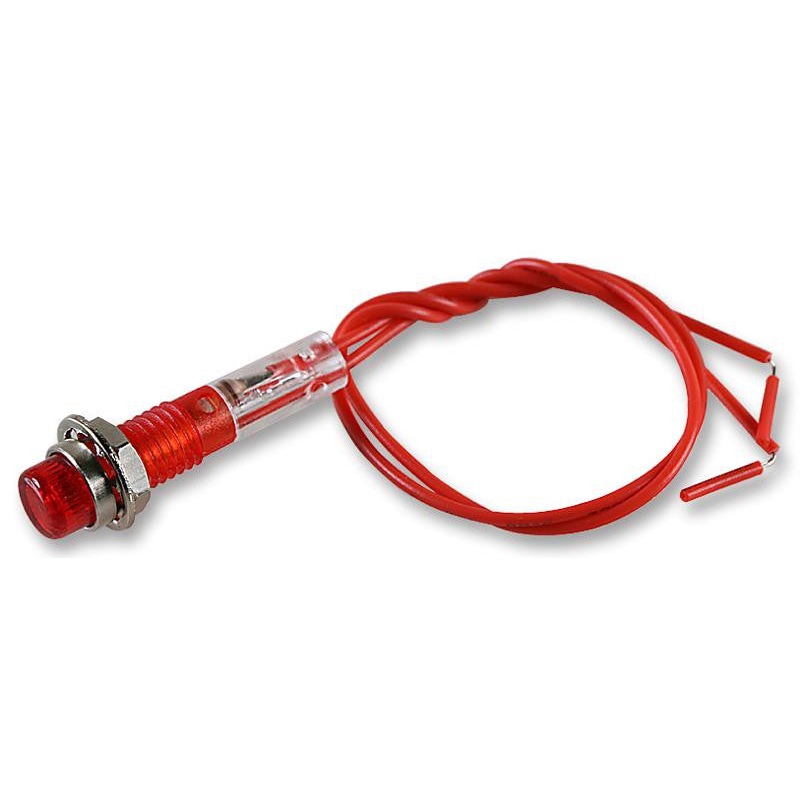 CAMDENBOSS IND515205-LED2-T/RD LED Panel Mount Indicator, Red, 240 VAC, 6.4 mm, 1 mA