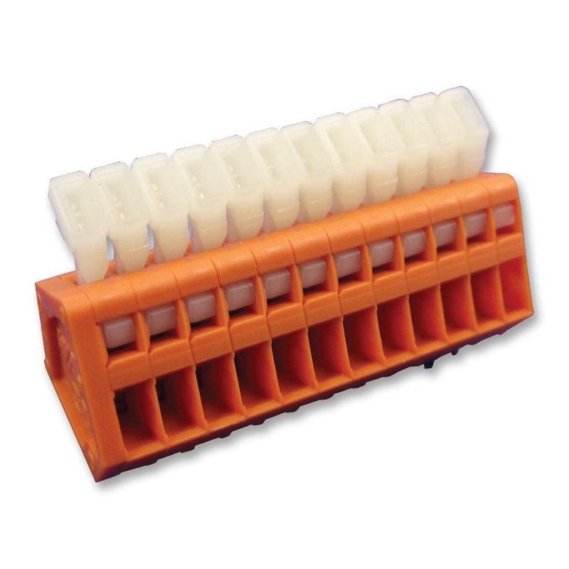 WAGO 233-512 Wire-To-Board Terminal Block, 2.54 mm, 12 Ways, 28 AWG, 20 AWG, 0.5 mm, Push In