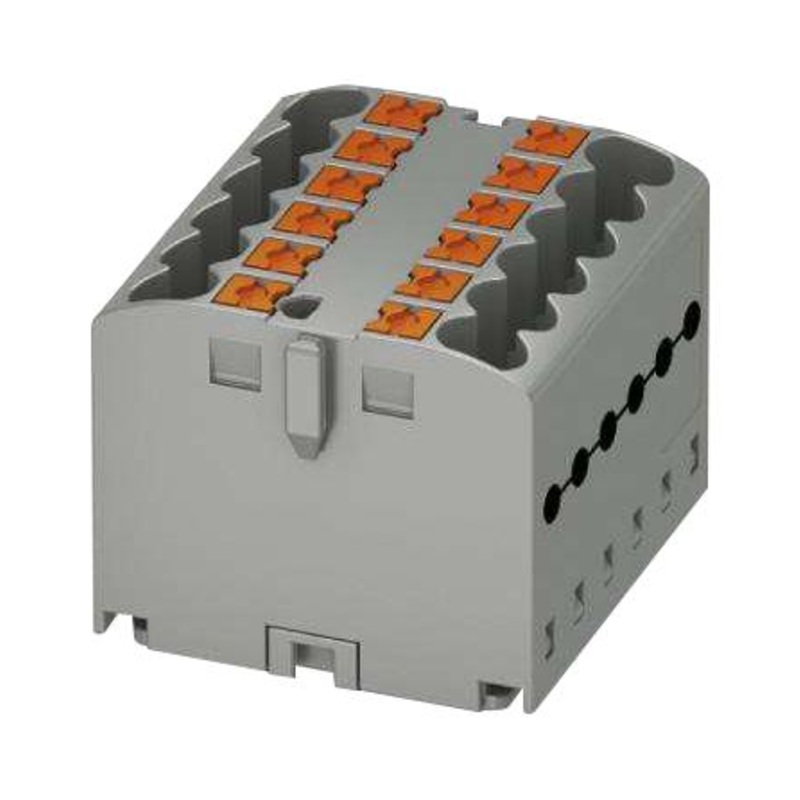 Phoenix Contact PTFIX 12X25 GY Panel Mount Barrier Terminal Block 24 A 500 V 12 Pole 6 Push In AWG