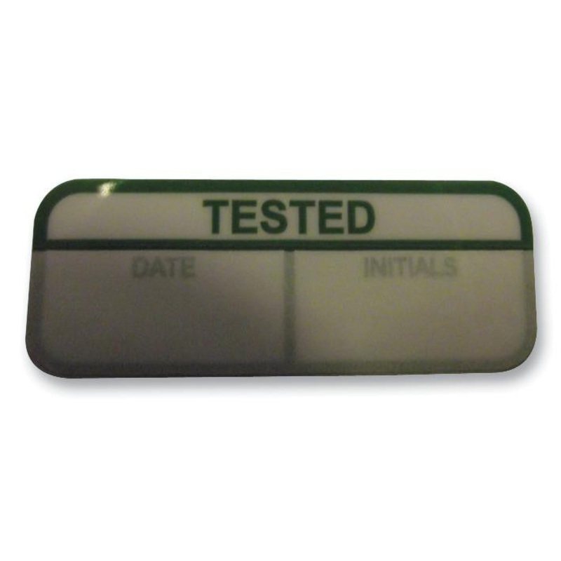 PRO POWER 7827646 Label, Tested, Vinyl, Black on White, Self Adhesive, 15mm x 40mm, Pack of 100