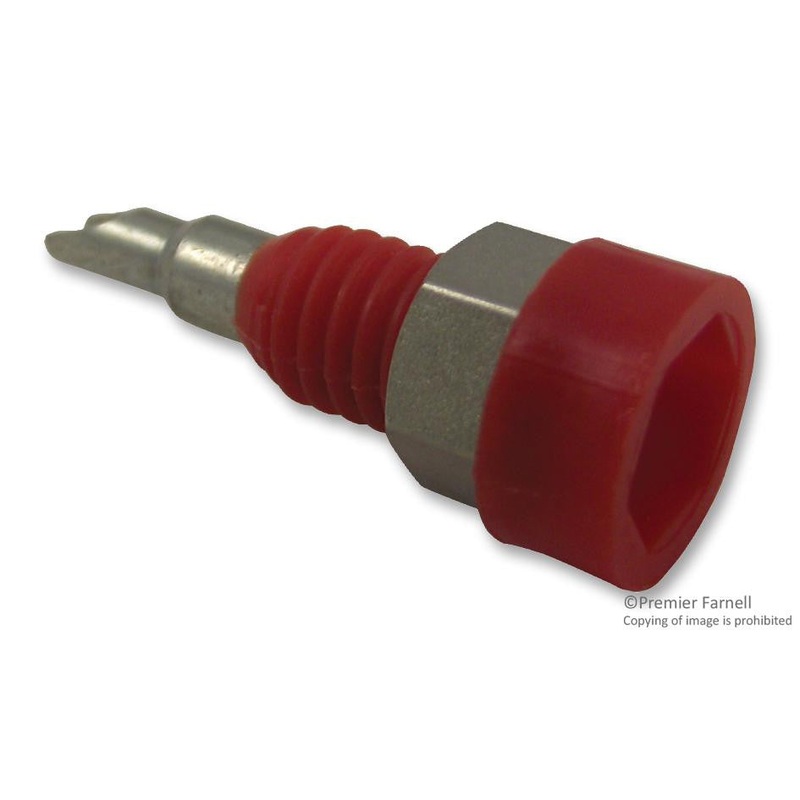 RADIALL R921921000 Banana Test Connector, 2mm, Jack, Panel Mount, 10 A, 250 V, Nickel Plated Contacts, Red