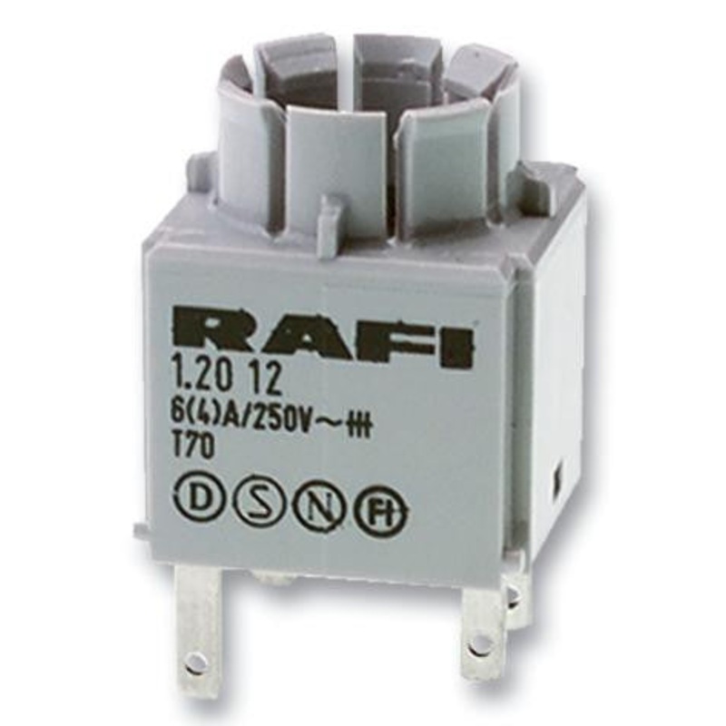 RAFI 1.20.122.021/0000 Contact Block, Standard, 1NO/1NC, 6 A, 250 V