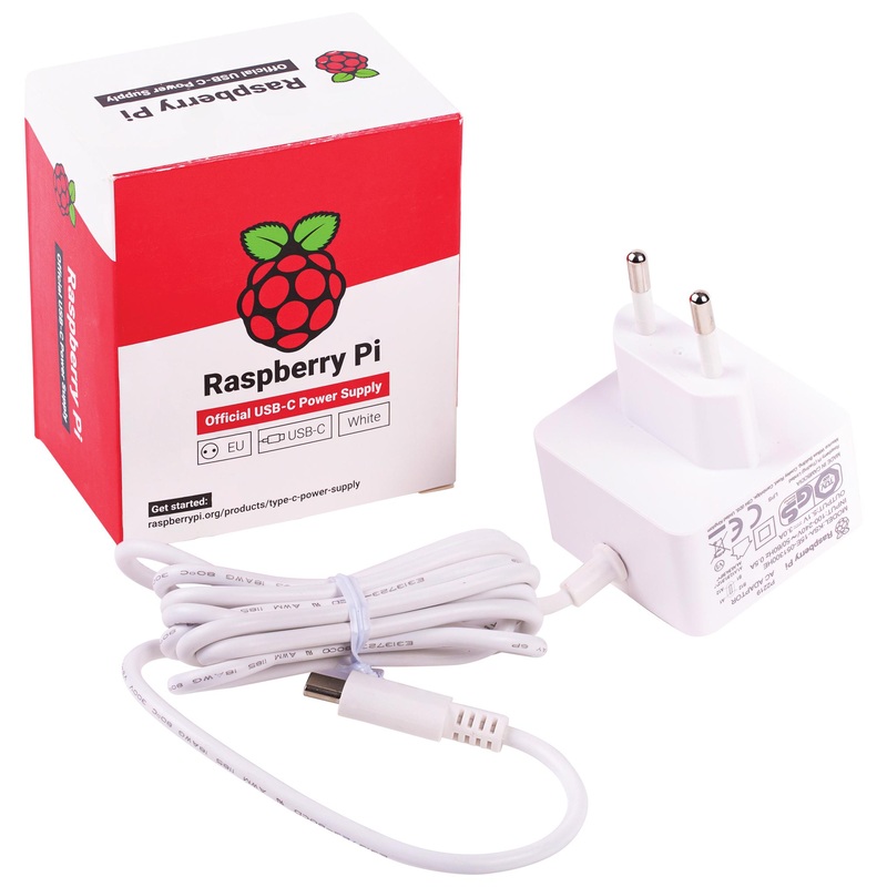 RASPBERRY-PI SC0213 Raspberry Pi Accessory 4 Model B Official PSU USB-C 5.1V 3A EU Plug White