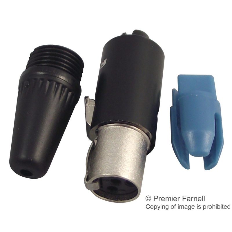 REAN RT4FC-B XLR Audio Connector, Mini XLR, 4 Contacts, Socket, Cable Mount, Gold Plated Contacts, Metal Body