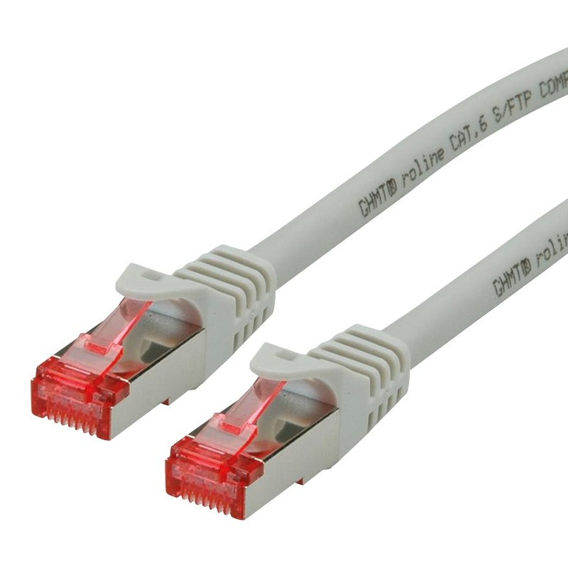 Roline 21.15.2608 Ethernet Cable S/FTP Cat6 15 m 49.2 ft RJ45 Plug Grey