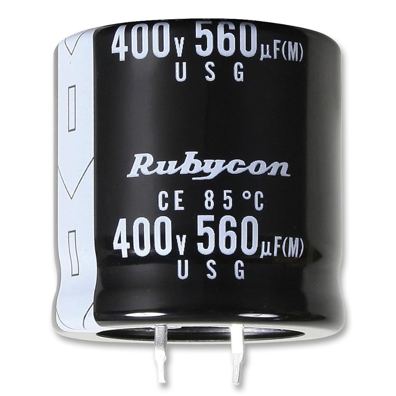 RUBYCON 200USG2200MEFCSN35X40 Electrolytic Capacitor, Snap-in, 2200 F, 200 V, USG Series, 2000 hours @ 85C,  20%
