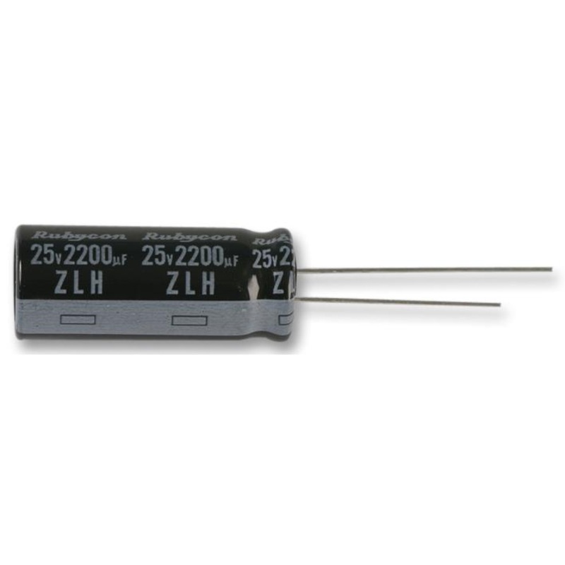Rubycon 63ZLH820MEFC18X20 63ZLH820MEFC18X20 Electrolytic Capacitor Miniature 820 F 63 V  20% Radial Leaded 10000 Hours @ 105C Polar