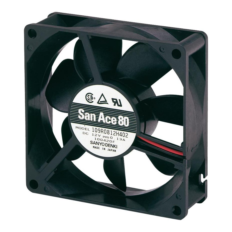 Sanyo Denki 109R0812S401 109R0812S401 DC Axial Fan 12 V Square 80 mm 25 Ball Bearing 42.4 CFM