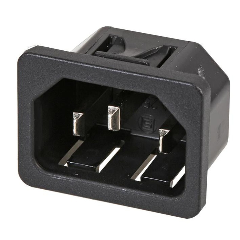SCHURTER 6100.4215 Power Entry Connector, 6100-4 Series, Plug, 250 VAC, 10 A, Panel Mount, Quick Connect
