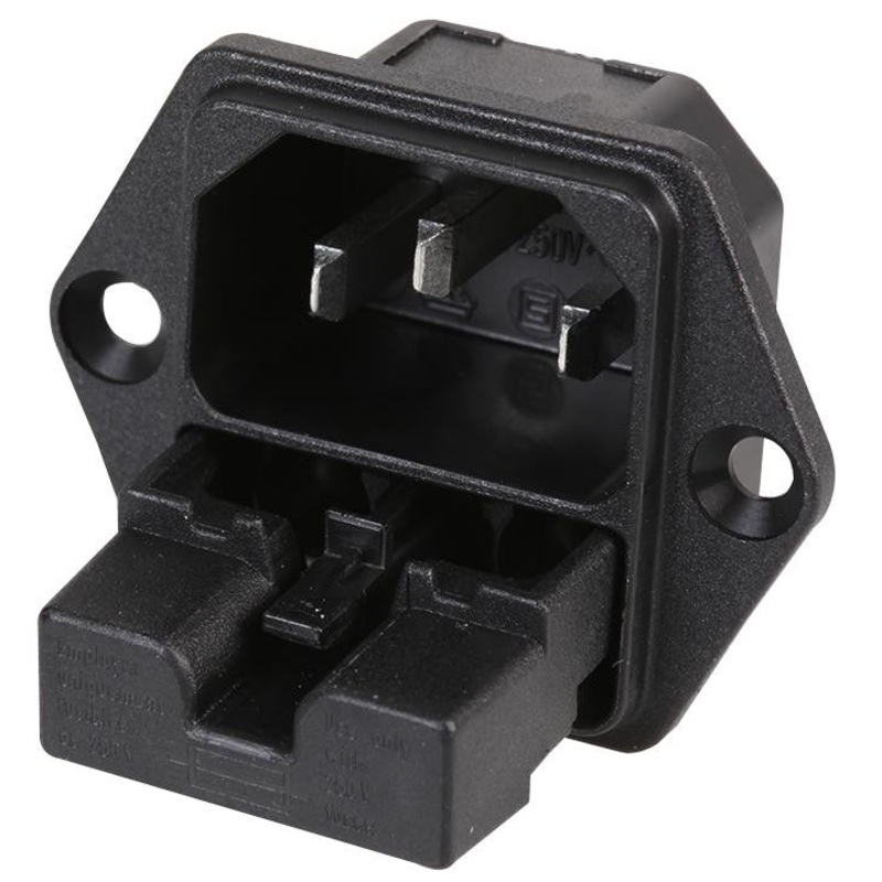 SCHURTER 6220.2300 Power Entry Connector, 6220 Series, Plug, 250 V, 10 A, Panel Mount, Quick Connect