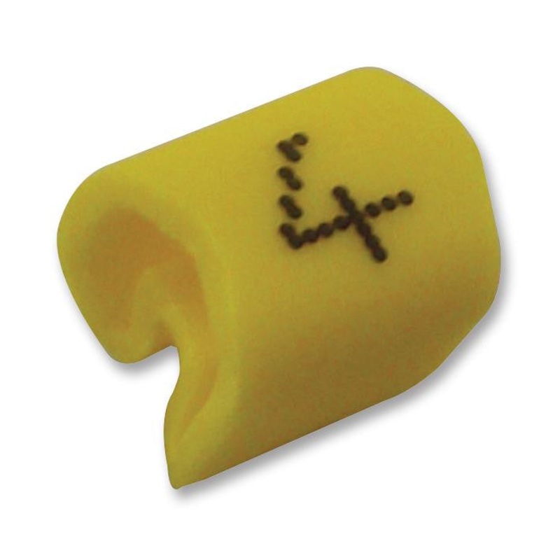 TE CONNECTIVITY 06161404 Wire Marker, Z Type, Push On Pre Printed, 4, Black, Yellow, 4.7 mm