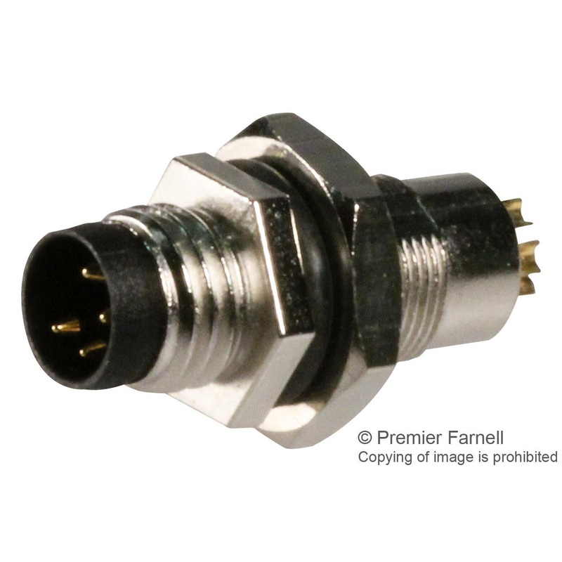 TE CONNECTIVITY T4111011031-000 Sensor Connector, 3 Pole, M12, Plug, M12, Plug, 3 Contacts, Screw Pin, Straight Cable Mount