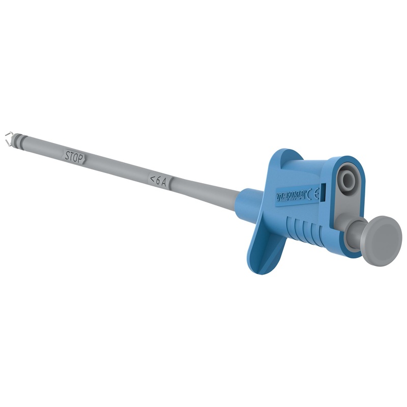 TENMA 76-1564 PINCER CLIP W/ 4MM BANANA JACK, BLUE
