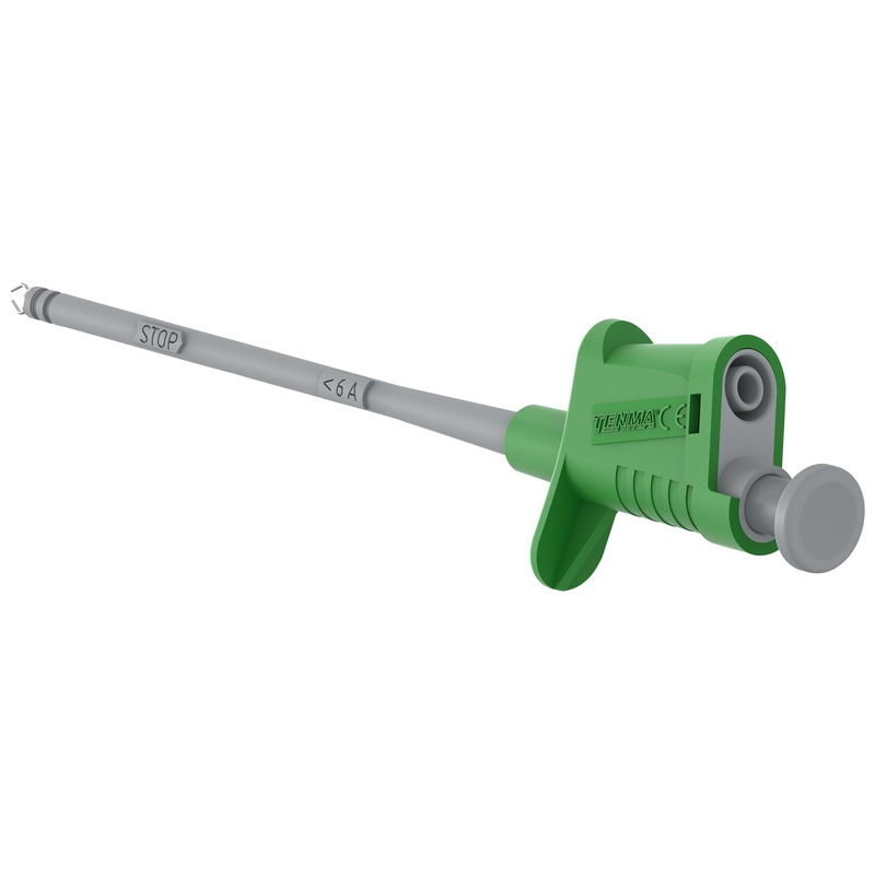 TENMA 76-1566 PINCER CLIP W/ 4MM BANANA JACK, GREEN