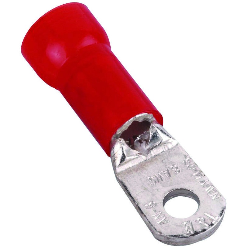 THOMAS & BETTS RD717 TERMINAL, RING TONGUE, 1/4IN, CRIMP, RED