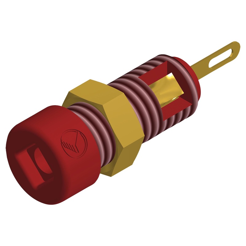 Hirschmann Test and Measurement 930308701 Banana Connector Socket Panel Mount 6 A 60 VDC Gold Plated Contacts Red