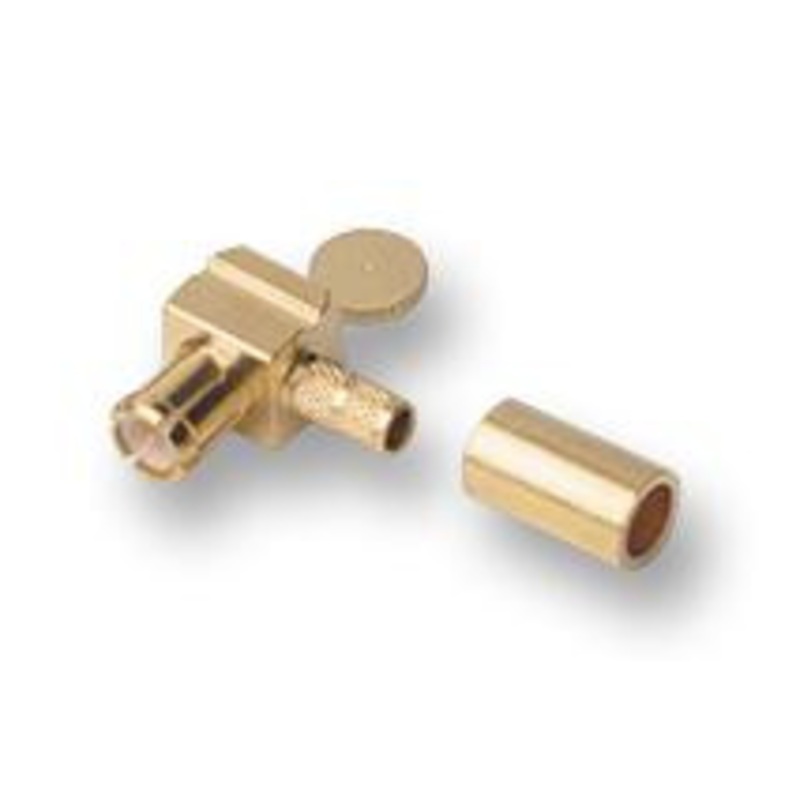HUBER & SUHNER 16 MCX-50-2-14/111NH RF / Coaxial Connector, MCX Coaxial, Right Angle Plug, Solder, 50 ohm, RG316, Brass