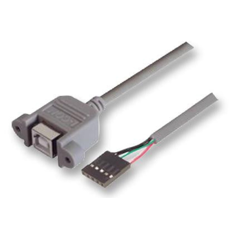 L-COM UPMB5-05M Computer Cable, USB 2.0 B Socket, Panel Mount , IDC Socket, 5 Way, 1.64ft, 500mm, Grey