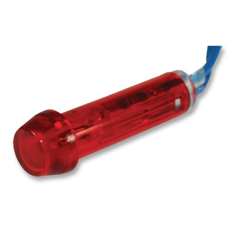 CAMDENBOSS IND5032405-240-T/RD Neon Indicator, 240 V, Wire Leaded, Red, 8 mm, Dome, 0.8 mA
