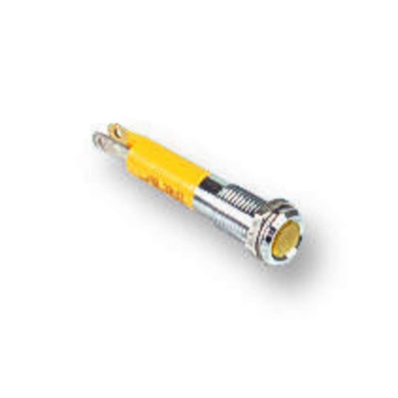 CML INNOVATIVE TECHNOLOGIES 19010352 LED Panel Mount Indicator, Satin Chrome Bezel, Yellow, 8 mm, 24 VDC, 20 mA, 8 mcd, IP67