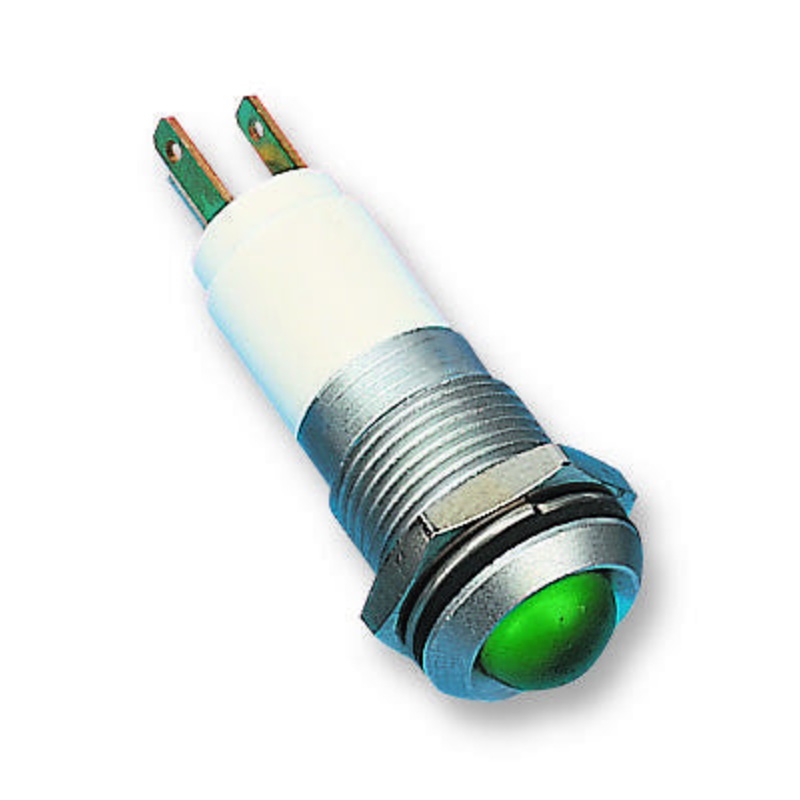 CML INNOVATIVE TECHNOLOGIES 19272351 LED Panel Mount Indicator, Matt Chrome Bezel, Green, 24 V, 14 mm, 17 mA, 60 mcd, IP67