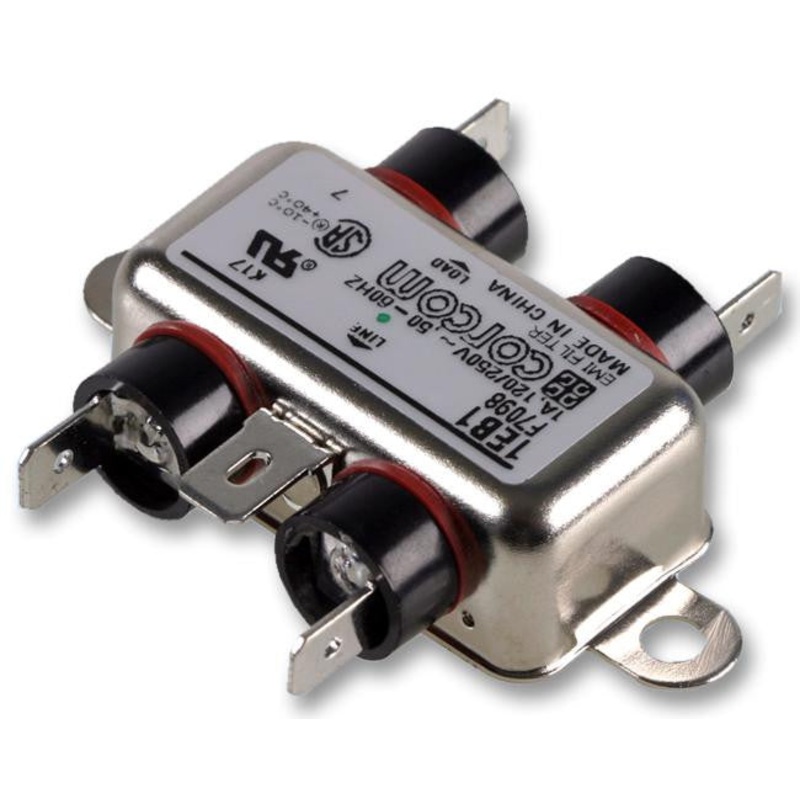 CORCOM – TE CONNECTIVITY 5EB1 Power Line Filter, 250 V, 5 A, EMI, RFI, Quick Connect