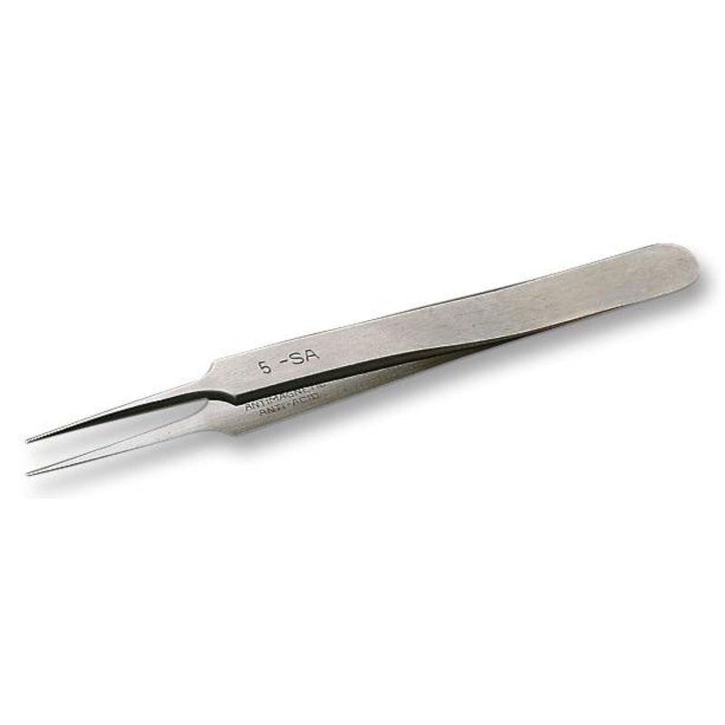 EREM 5SASL Tweezer, Economic, Precision, 4.5 , Stainless Steel Body, Stainless Steel Tip