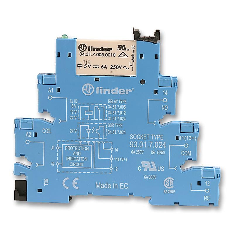 FINDER 38.51.0.012.0060 General Purpose Relay, 38 Series, Interface, SPDT, 12 V, 6 A