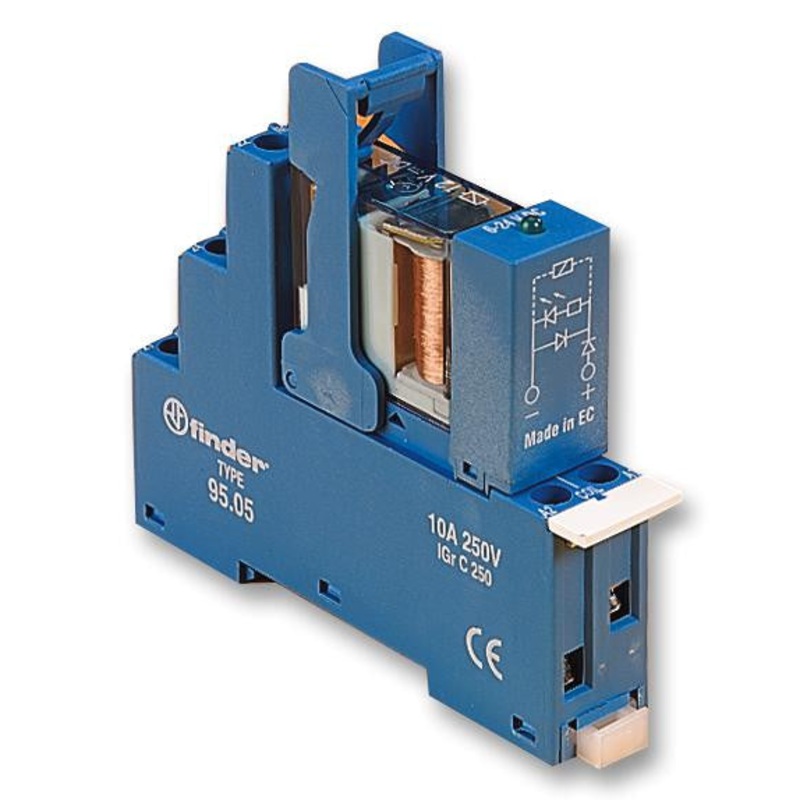 FINDER 48.31.7.024.0050SPA General Purpose Relay, 48 Series, Interface, SPDT, 24 VDC, 10 A