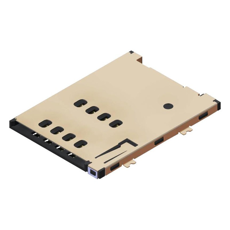 GCT (GLOBAL CONNECTOR TECHNOLOGY) SIM4065-8-1-15-00-A Memory Socket, SIM4065 Series, SIM Socket, 8 Contacts, Copper Alloy, Gold Plated Contacts
