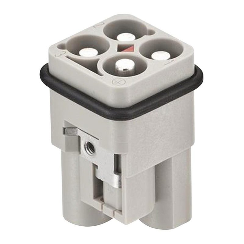 Harting 09120033051 Heavy Duty Connector Han Q Insert 3+PE Contacts 3A Plug Crimp Pin – Not Supplied
